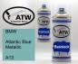 Preview: BMW, Atlantic Blue Metallic, A13: 400ml Sprühdose + 400ml Klarlack - Set, von ATW Autoteile West.